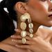 Exaggerated Geometric Texture Oval Fashion Metal Long Tassel Earrings For Women_ipsvogv.com