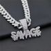SAVAGE Large Pendant Hip Hop Cuban Chain Street Rap Alloy Full Diamond Personalized Necklace_ipsvogv.com