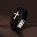 hot Sale Cross Men's Multi Layer Hand Woven Rope Magnet Buckle Genuine Leather Bracelet_ipsvogv.com