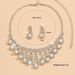 EUROPEAN BRIDE - Pearl & Rhinestone Bridal Jewelry Set (Wedding Necklace & Earrings)_ipsvogv.com