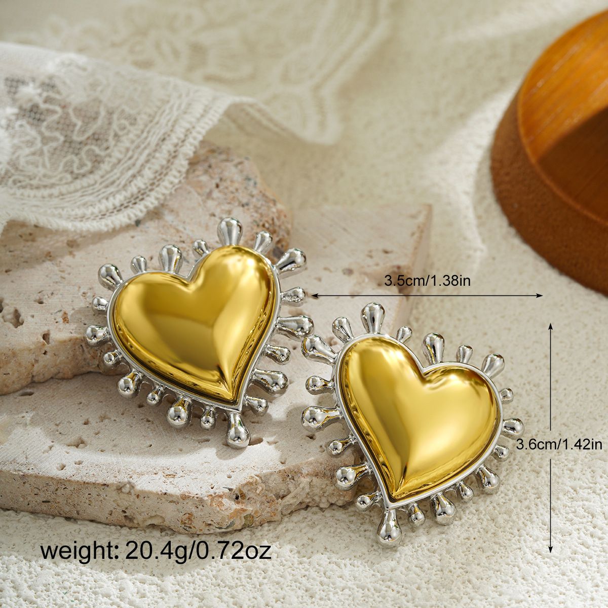 Women’s Jewelry Set Fashion Gold And Silver Two Color Love Gold Earrings Oversized Exaggerated Personality Earrings Peach Heart Shaped Earrings_ipsvogv.com
