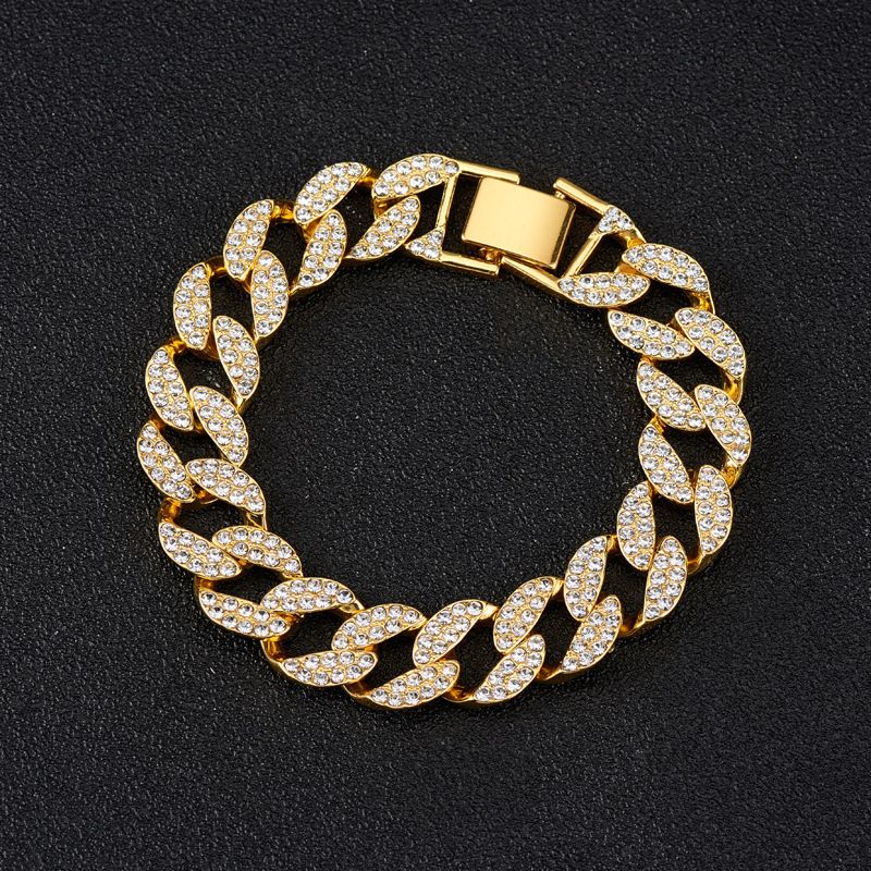 Cuban chain necklace fashion hip hop necklace with diamond Cuban chain Necklaces_ipsvogv.com