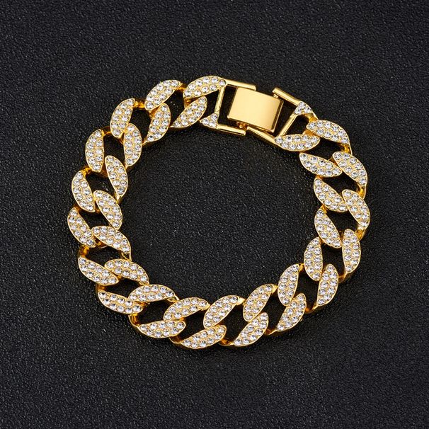 Cuban chain necklace fashion hip hop necklace with diamond Cuban chain Necklaces_ipsvogv.com