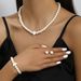 Pearl Jewelry Women Necklace Earrings Bracelet Three-Piece Set Gift For Mom Beautiful Wedding Photo Accessories_ipsvogv.com