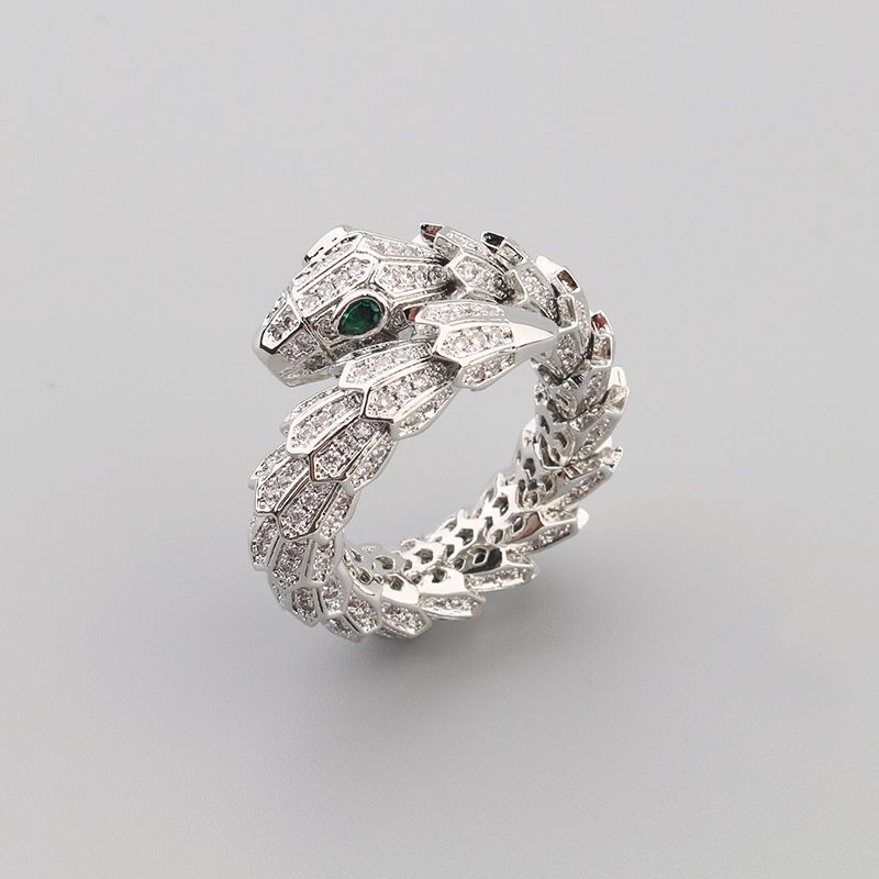 Inlaid With Full Diamond Zircon Spring, Duoduo Snake Ring, Fashionable, Simple And Personalized Opening Women's Ring_ipsvogv.com
