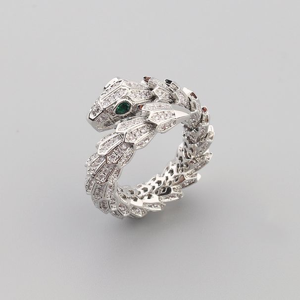 Inlaid With Full Diamond Zircon Spring, Duoduo Snake Ring, Fashionable, Simple And Personalized Opening Women's Ring_ipsvogv.com