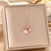 Korean Version Titanium Steel Necklace, Women's High-end Design, Ginkgo Leaf Cat's Eye Stone, Zircon Exquisite_ipsvogv.com