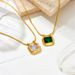 retro geometric zircon pendant necklace Light luxury niche octagonal sugar cube clavicle chain necklace_ipsvogv.com