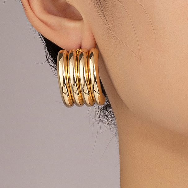 Women's Cold style exaggerated metal big earrings simple temperament elegant earrings _ipsvogv.com