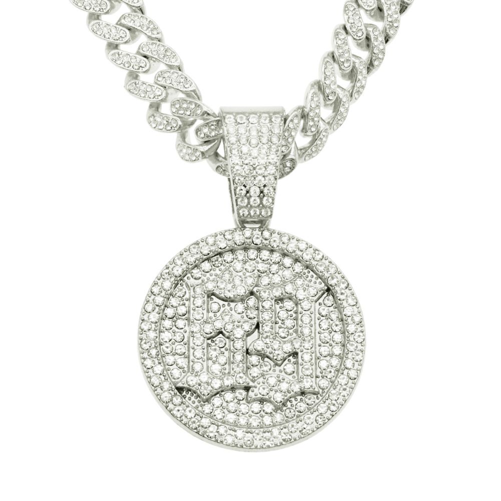Personalized and trendy digital round card full diamond three-dimensional pendant, Cuban necklace, nightclub street_ipsvogv.com
