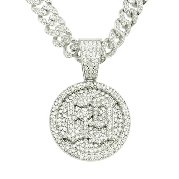 Personalized and trendy digital round card full diamond three-dimensional pendant, Cuban necklace, nightclub street_ipsvogv.com