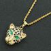 Hip Hop 3D Diamond Green Eyed Leopard Head Trendy Personality Necklace Accessories Pendant Jewelry_ipsvogv.com