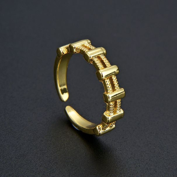 Unisex Letter H Trapezoidal Double Layer Ring Opening Adjustable Female Hand Jewelry Sweet Temperament Ins Style_ipsvogv.com