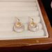 S Silver Needle Versatile Design Zircon Shell Double Hoop Elegant Simple Gentle Stud Earrings_ipsvogv.com
