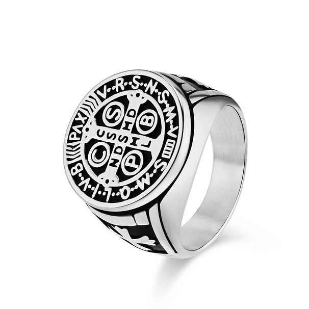 Men's Jewelry Retro Style Exorcist Stainless Steel Cross Ring Niche Personality Punk Men's Hand Jewelry_ipsvogv.com