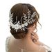 Bride Hair Comb Headdress Elegant Bridal Hair Comb With Handcrafted Crystal Flowers, Perfect For Weddings & Special Occasions, Silver Tone_ipsvogv.com
