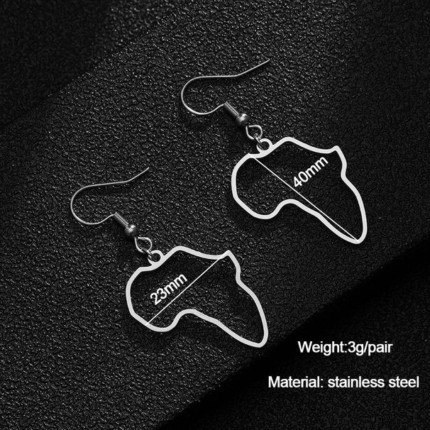 Fashion Women's Large Earrings Africa Map Exaggerated Large Earrings Stainless Steel Gold African Earrings Earrings_ipsvogv.com