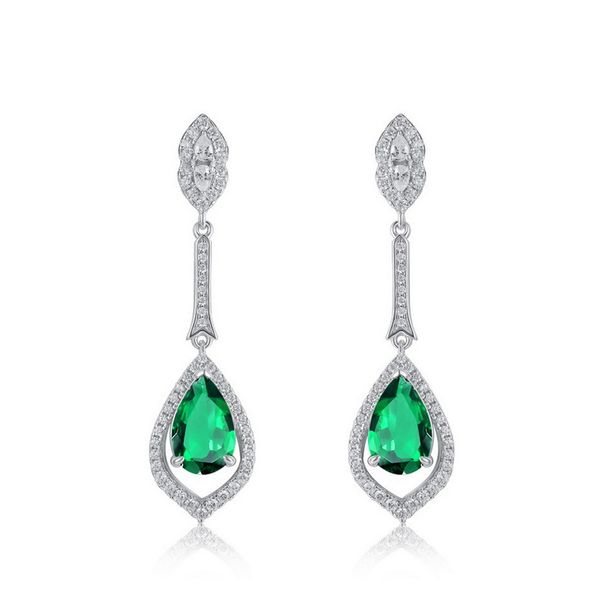 S925 Silver Cultured Emerald Earrings For Women, Fully Inlaid With Gemstones, Retro And Noble_ipsvogv.com