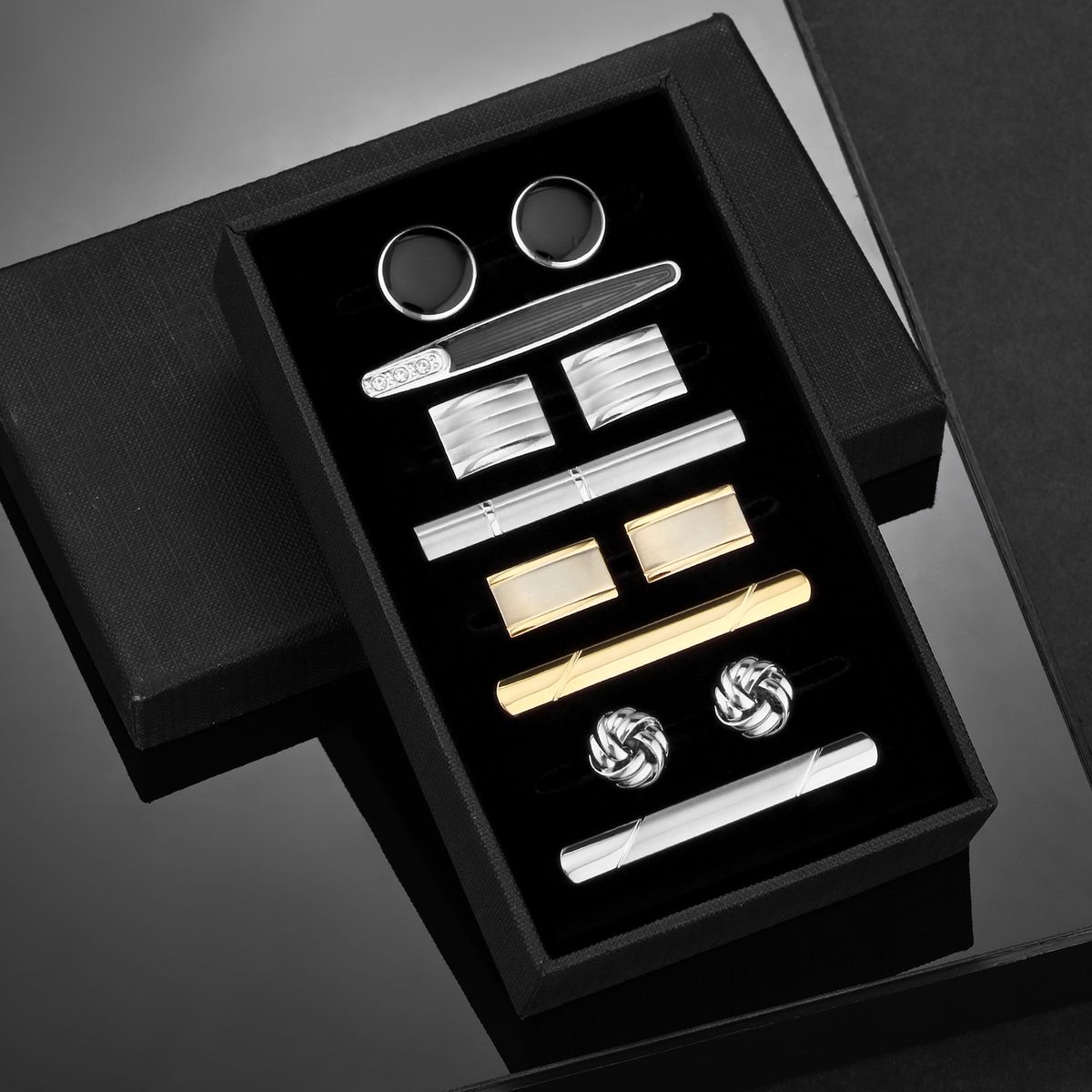 Cufflinks And Tie Clips Set Cross Border Hot Selling Fashion Simple And Elegant Men's Formal French Shirt Accessories_ipsvogv.com