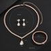 2024 Evening Banquet Jewelry Three-Piece Wedding Women's Necklace Earrings Bracelet Set_ipsvogv.com