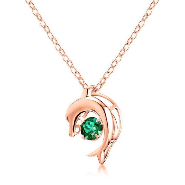 hot Dolphin Smart Clavicle Chain S925 Inlaid Cultivated Emerald Necklace Retro Light Luxury Personality Fashion_ipsvogv.com
