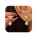 Brass Real Gold Electroplating Personality Creative Design Irregular Pearl Pendant Starfish Shaped Earrings For Women_ipsvogv.com