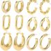 Hot Selling 6 Pairs Set Fashionable Antiallergic Titanium Earrings With 14K Gold Plating High-End Earrings | Round And Thick Earring Set_ipsvogv.com