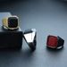 New Style Jewelry Simple Square Personalized Black Agate Men's Plated Ring_ipsvogv.com