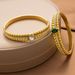 Jewelry Women's Hollow Inlaid Green Zircon Stainless Steel Bracelet_ipsvogv.com