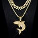 Popular hip-hop high-end shark pendant, fashionable zinc alloy full diamond Cuban chain item, personalized pendant_ipsvogv.com