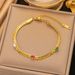 New Gold Moss Code Diamond Double Layered Stainless Steel Bracelet For Women's Handwear_ipsvogv.com