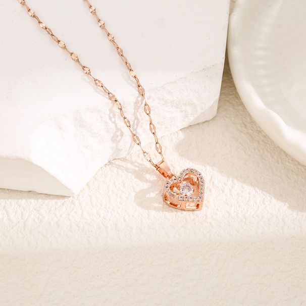 2023 New Smart Ocean Heart Titanium Steel Necklace Women's Light Luxury Small Group Pendant Versatile Collar Chain Does_ipsvogv.com