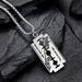 Hiphop razor blade necklace, trendy accessories, titanium steel brushed simple pendant_ipsvogv.com
