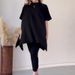 Women's Clothing new autumn round neck bat shirt large size loose sweater casual two piece set_ipsvogv.com