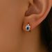 Simple fashionable OL bear claw ear buckle women with blue diamond copper zircon earrings, cute and versatile style_ipsvogv.com
