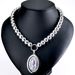 Heavy Woman's Man's Stainless Steel Virgin Mary Pendant Beading Chain Necklace_ipsvogv.com
