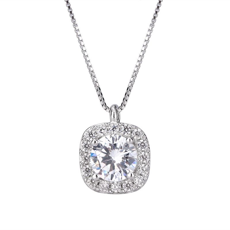 999 Sugar Necklace In Pure Silver For Women, With A Small Diamond Set And Unique Design, Square Bag, Clavicle Chain,_ipsvogv.com