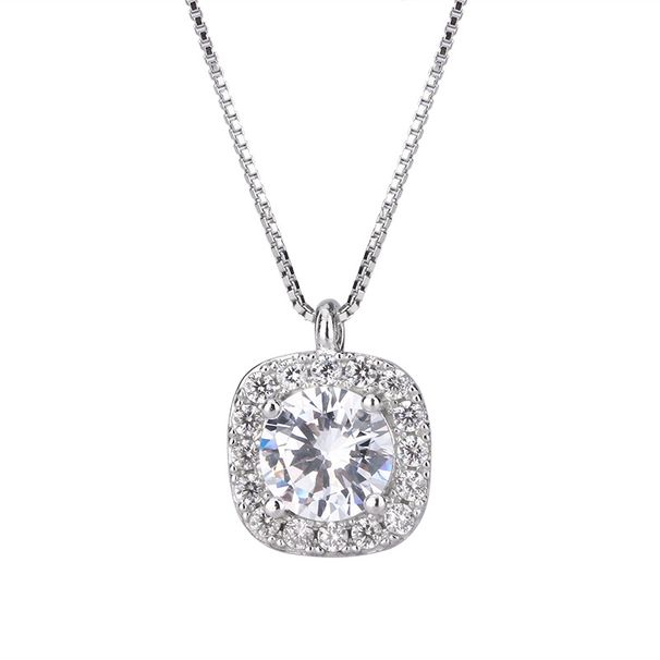 999 Sugar Necklace In Pure Silver For Women, With A Small Diamond Set And Unique Design, Square Bag, Clavicle Chain,_ipsvogv.com