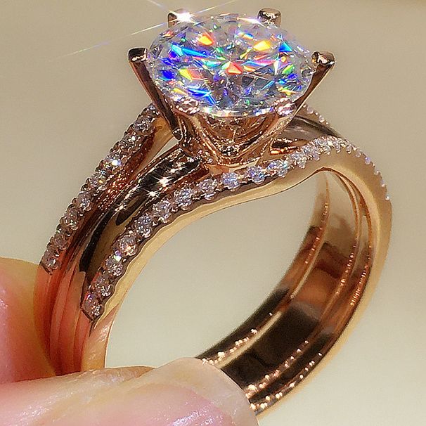 Cao Shi Fashion Six Claw Cubic Zirconia Ring Single Ring Women's Popular Engagement Dinner Ring_ipsvogv.com