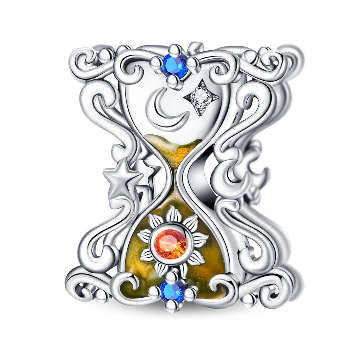 Women's Jewelry Tarot Star Moon Hourglass Pendant String Beads DIY Jewelry Accessories Bracelet Copper Plated Silver_ipsvogv.com
