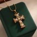 cross pearl zircon earrings INS design exquisite electroplating gold necklace jewelry_ipsvogv.com
