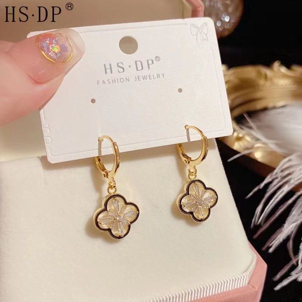 Double-sided Clover For Women With Diamond Inlay, Luxurious Elegant And Noble Temperament Earrings_ipsvogv.com