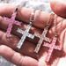Unisex popular cross pendant necklace full of diamonds square zircon hip hop trendy necklace hot jewelry_ipsvogv.com