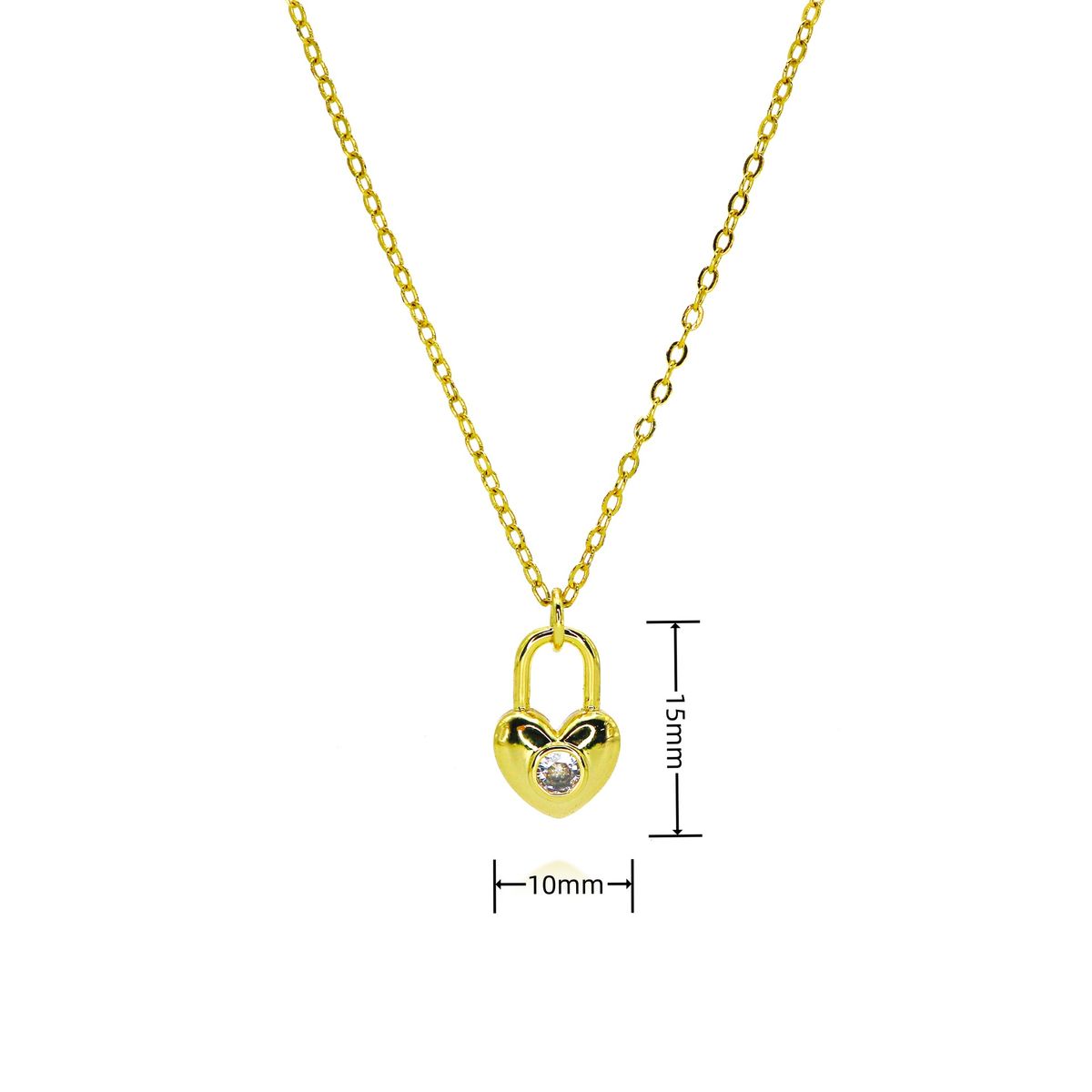 Love Lock Pendant Necklace For Women - Gold Plated Zircon Heart Charm, Romantic Jewelry Gift_ipsvogv.com