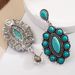 New Bohemian Leather Hot Selling Geometric Turquoise Exaggerated Earrings_ipsvogv.com