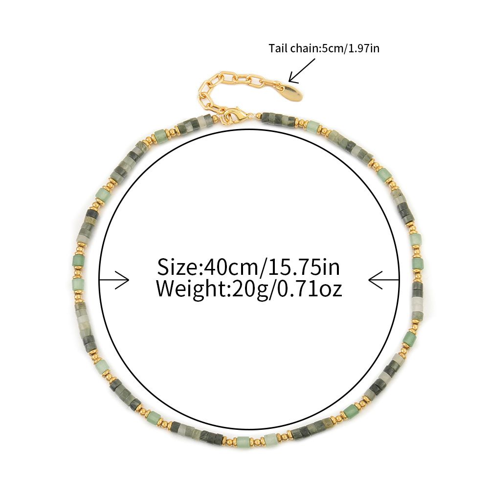 Brass Genuine Gold Color Preserving Natural Stone Bead Necklace, Niche, Light Luxury, High-end, Temperament, Collarbone_ipsvogv.com