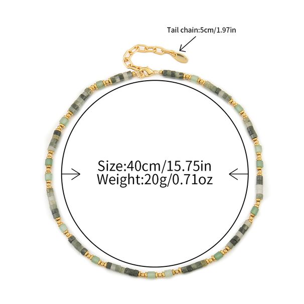 Brass Genuine Gold Color Preserving Natural Stone Bead Necklace, Niche, Light Luxury, High-end, Temperament, Collarbone_ipsvogv.com