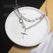 Cross double layered Necklace women's hip hop cool neck chain 2021 new temperament clavicle chain_ipsvogv.com