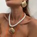 Bohemian Beach Vacation Style Metal Fan Shell Pendant With Exaggerated Personality And Thick Rope Necklace For Women_ipsvogv.com