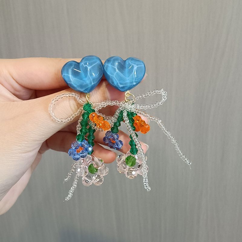Women’s Jewelry Set Fashion Silver Needle Sea Salt Orange Love Blue Beaded Earrings New Crystal Flower Tassel Earrings Earrings Bowknot Women_ipsvogv.com